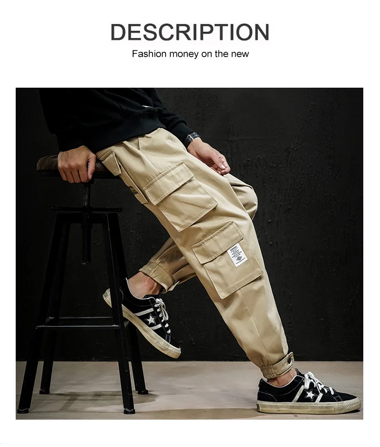 Wholesale 2020 Autumn Cargo Pants Black Casual Male Sweatpants Hip Hop Trousers Men Fashion Loose Sports Jogger Pants Workout