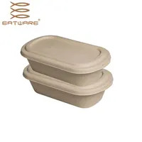 

850ml Disposable Biodegradable Heat Resistant Bamboo Fiber Lunch Box Paper Food Packing Box