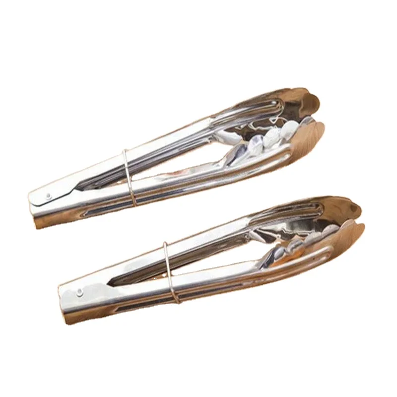 

7/9 Inch Bread Food Tongs Kitchen Buffet Cooking Stainless Steel Anti Heat Clip Pastry Clamp BBQ Tongs Utensils Kitchen, Silver