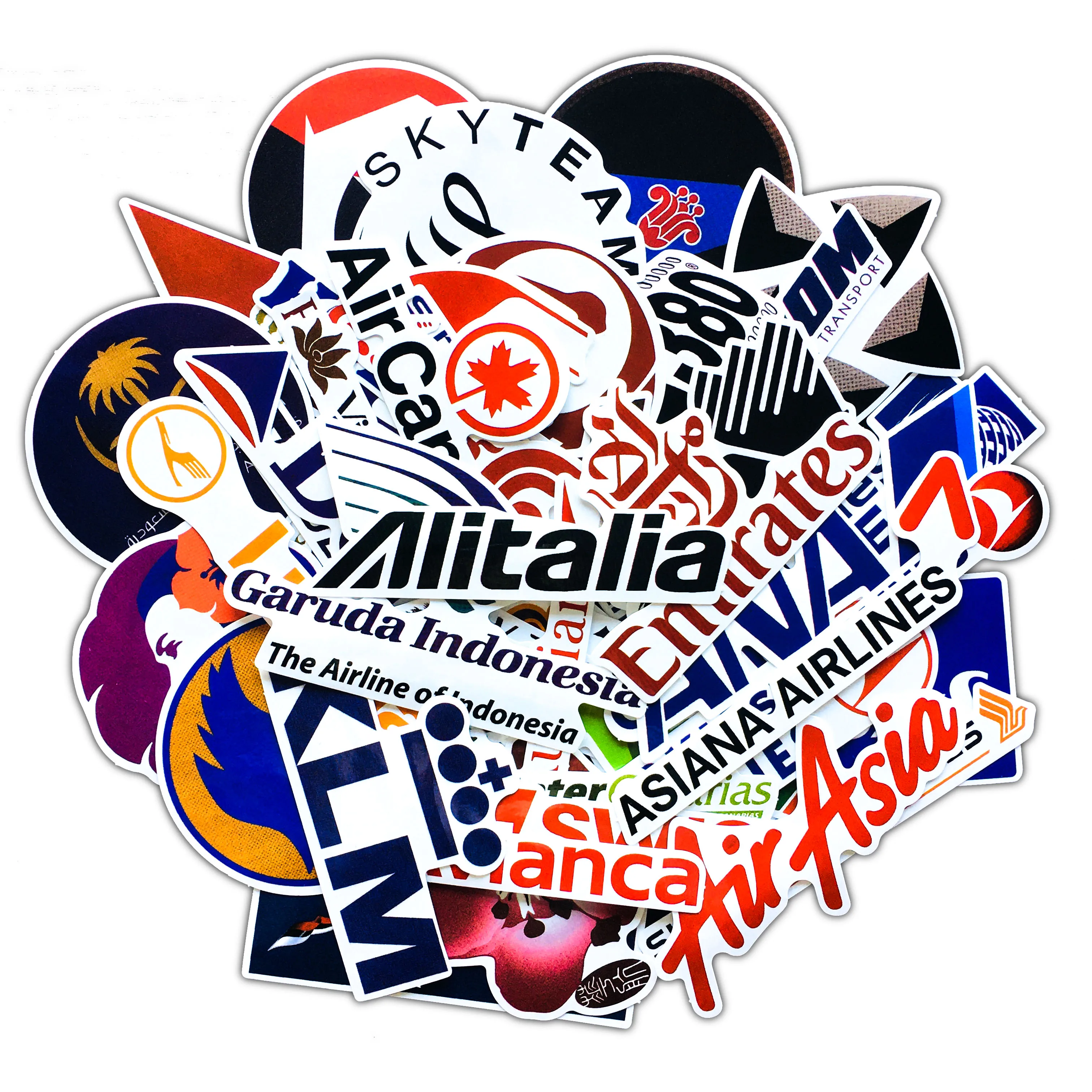

52 pcs/ bag Personality airline LOGO waterproof PVC stickers vinyl removable stickers skateboard/luggage/mobile/laptop stickers, Cmyk