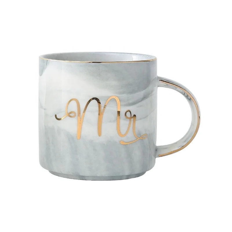 

Porcelain Material Luxury Modern Marbling Design Coasters with Gold Rim Porcelain Coffee Mug Ceramic