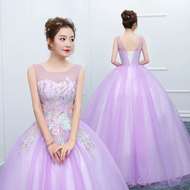 

2020 Style Sweetheart Neck Crystal Rhinestone Bodice Purple Tulle Sweet 16 Dresses for Quinceanera Prom Ball Gown, As shown