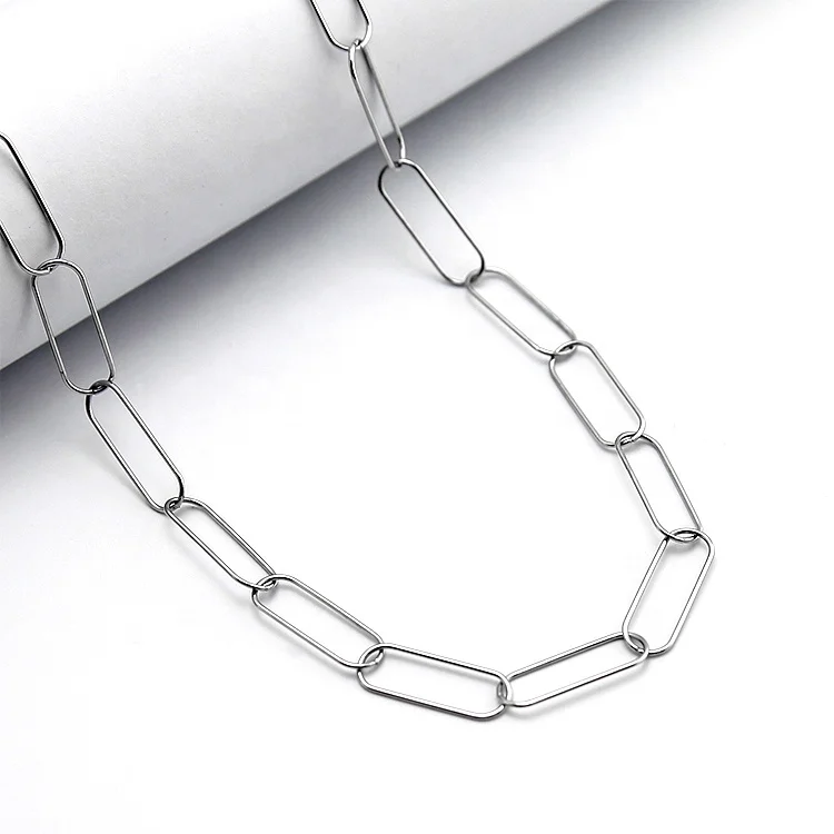 

2021 New Arrival stainless steel jewelry 14k gold filled paperclip chain necklace for women Clothing accessories