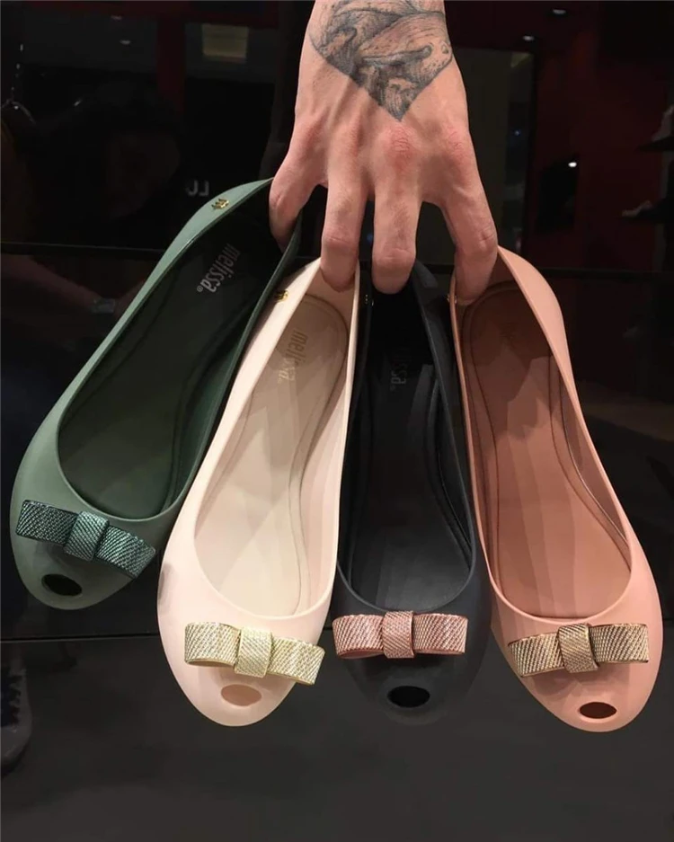 

Melissa womens shoes 2020 new style big bow women unique pvc flat sandals high quality casual fashion footwear for girl
