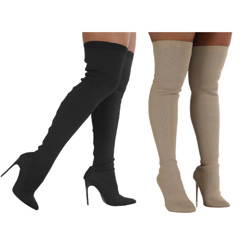 

TG040 fall and winter ladies shoe boots women large size high heels shoes for women thigh high boots, Picture