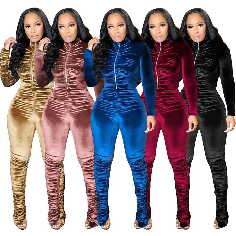 

LLDRESS Woman Set Sexy Fashion Casual Jogger Sweatsuit Women Sets Two Piece Velvet Tracksuits Outdoor, Picture color