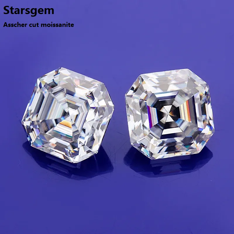 

starsgem positive feedback free sample synthetic moissanite white color DEF asscher cut moissanite