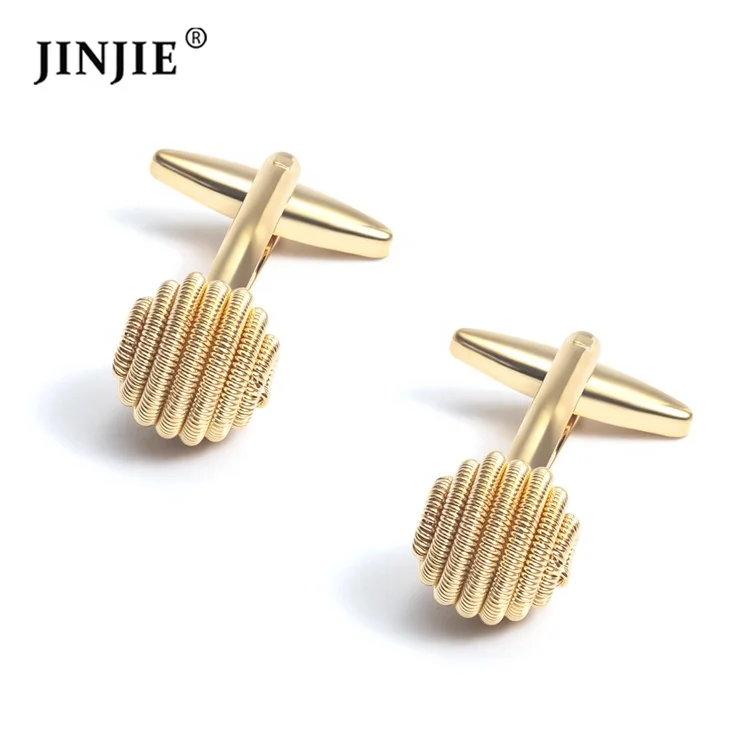 

Make custom logo high quality brass gold knot cufflinks for men