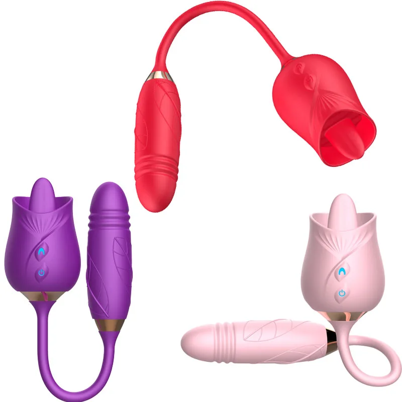 

New Amazon Hot Sale Waterproof Silicone Clit Tongue Vibrator Sex Toy Women Nipple Stimulator Clit Sucker Rose Vibrator