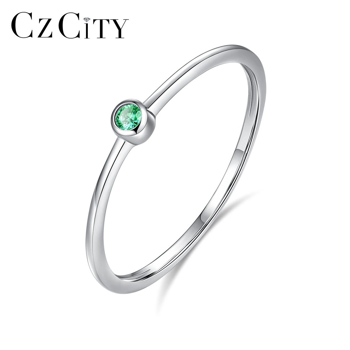 

CZCITY Ruby Emerald Pink Colors Small Round Gem Insert Rings Female Jewelry 925 Sterling Silver Ring With Gemstone
