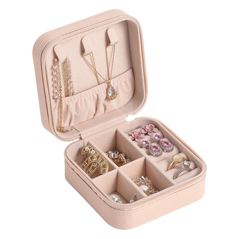 

Wholesale Custom Logo PU Leather Small Travel Jewellery Storage Case Velvet Jewelry Boxes Organizer