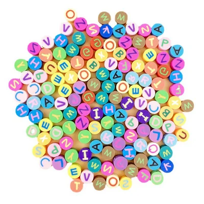

2021 New design colorful flat round 1000pcs per pack 26 letters clay polymer beads, Mutilcolor