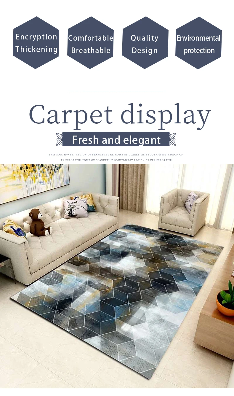 Design Luxury Nordic Style Sublimation Carpet Living Room Rugs 3d