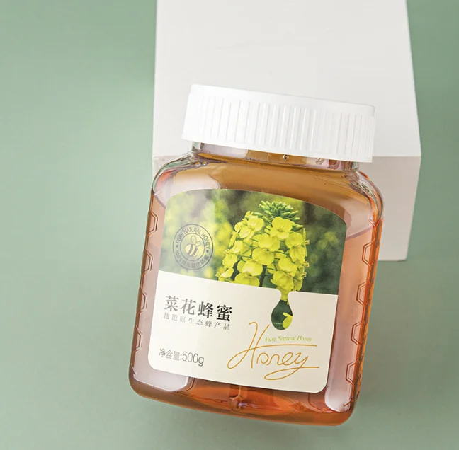 

Honey plastic bottle 500g plastic jar PET transparent plastic honey bottle honey jar with honeycomb on both sides