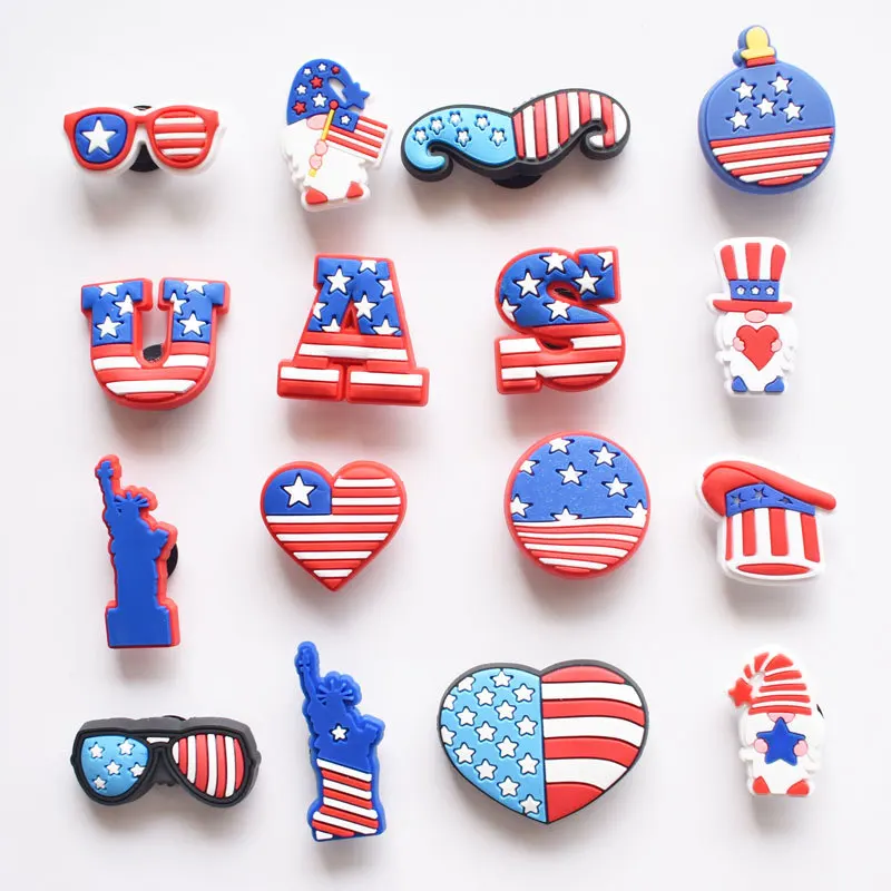 

2021 New design The American style PVC clog charms Shoe Accessories Manufacturers selling clog Charm charms Kids Gift, As picture