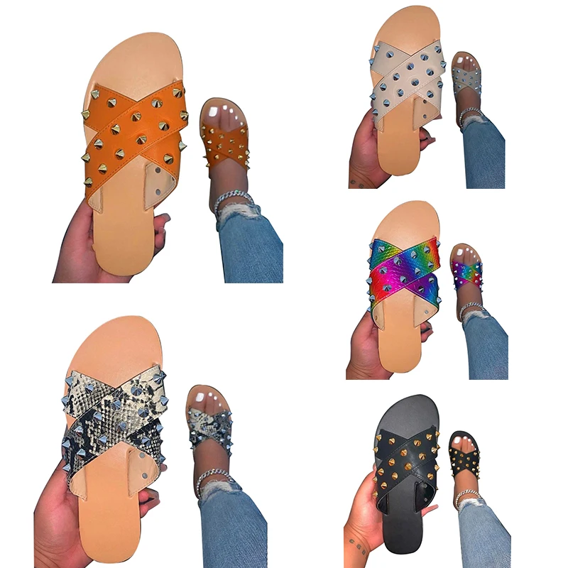 

2021 hot sales PU flat sandals summer fashion sandal for women party dress slipper women's sandals