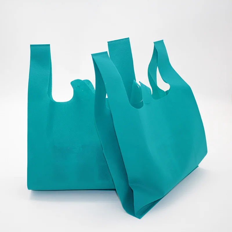 

Reusable Stand Up Bottom Supermarket T-shirt Grocery Bag, Ultrasonic Craft W Cut Non Woven Vest Shopping Bags, Any color