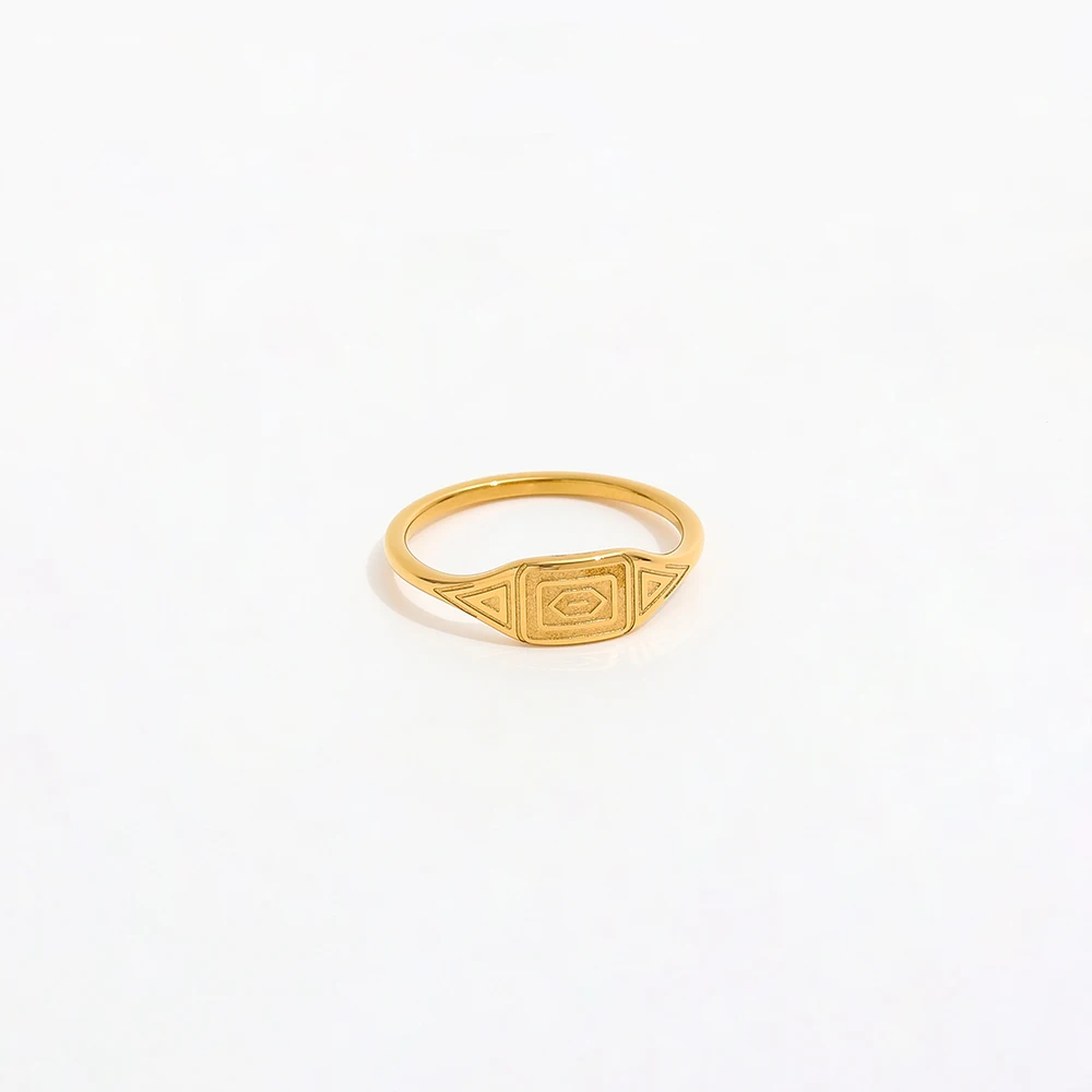 High End 18K PVD Gold Plated Pattern Stainless Steel Rings for Women