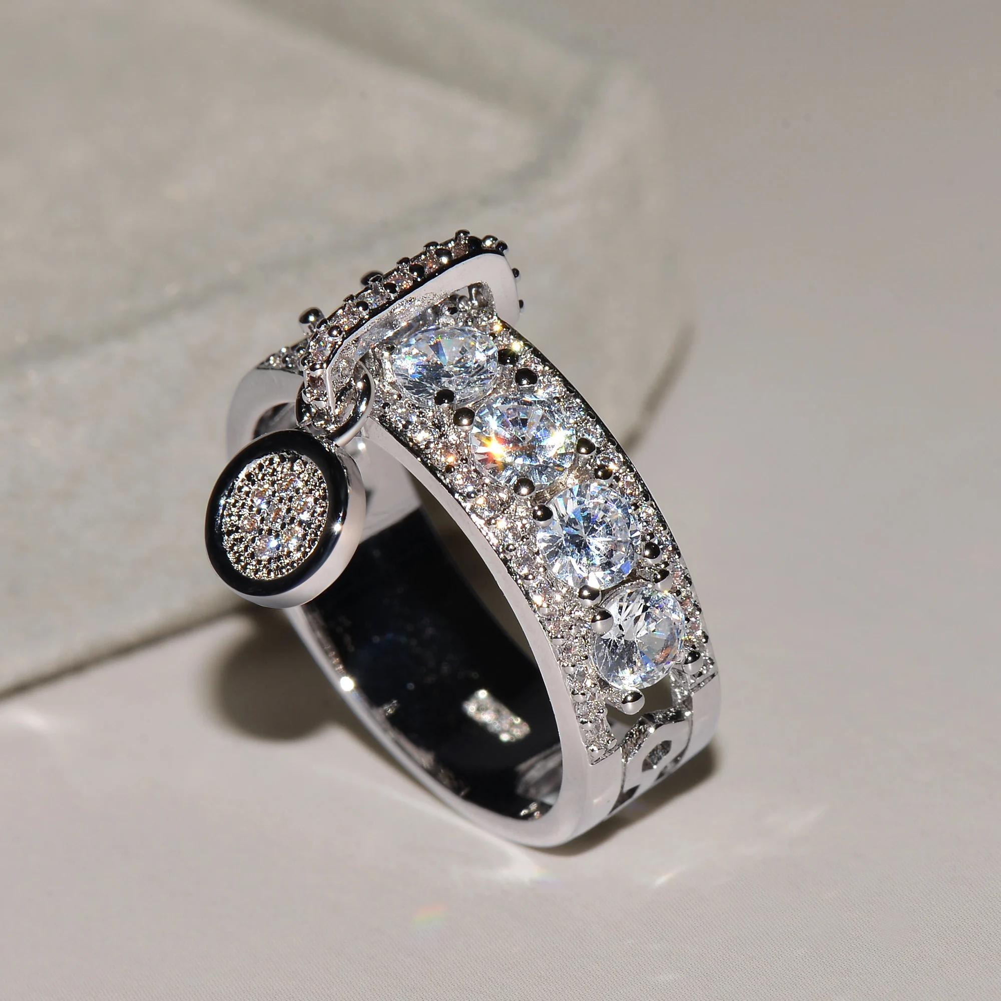 

Fashion Jewelry KYRA0498 Beautiful 3A Zircon Rings for Women, Silver,gold,rose gold