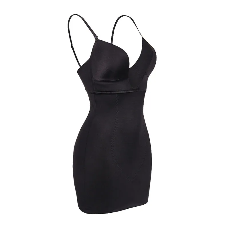 

Firm Control Body Shaper Waist Trainer Slim Full Slip Dress, Black,nude