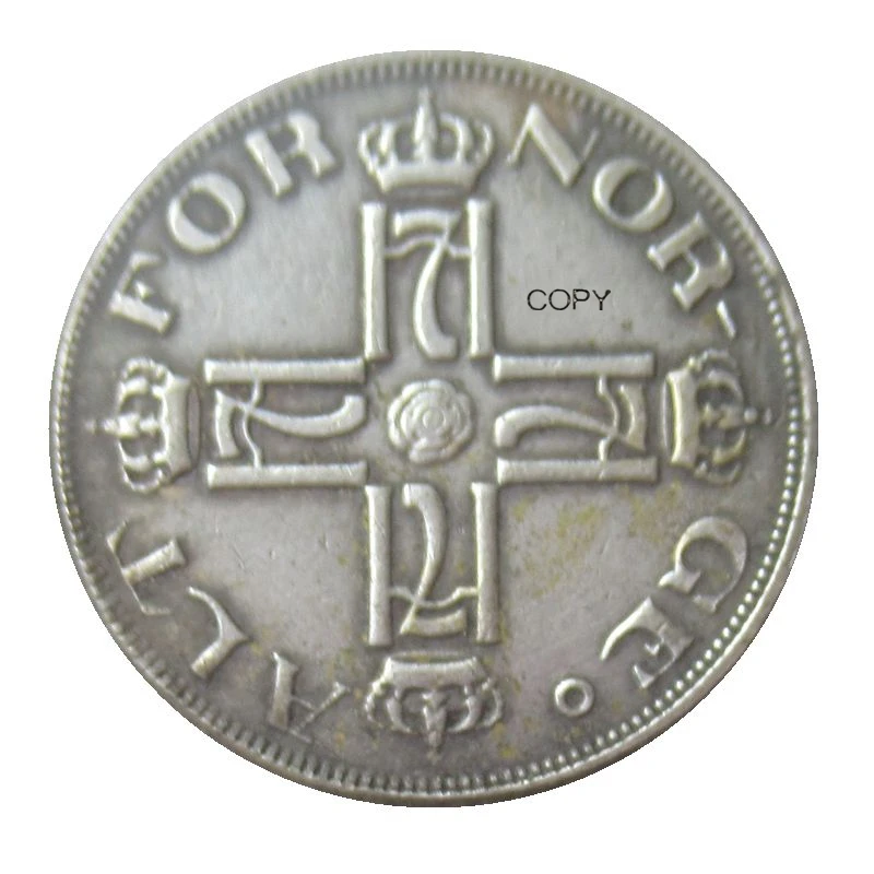 

Norway 50 Ore - Haakon VII Type 2 Whole Set of 3 pcs (1921-1923) Silver Plated Reproduction Decorative Commemorative Coins