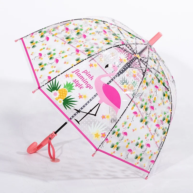 

RST new design baby umbrella clear POE transparent children umbrella child girl flamingo umbrella for kids