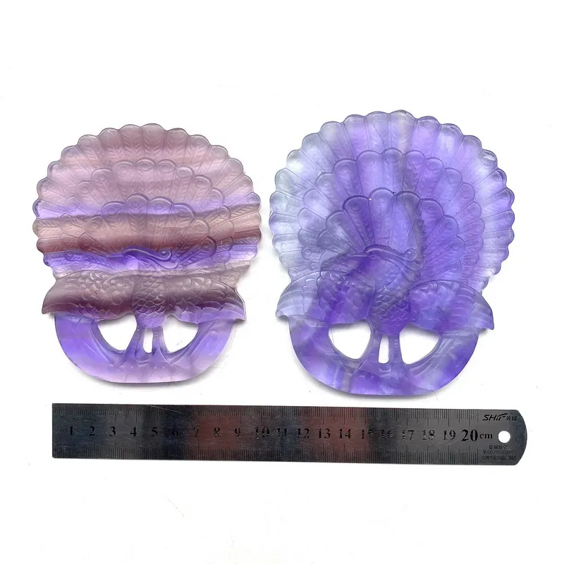 

natural crystal crafts amethyst fluorite crystal carving peacock for home decoration