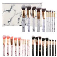 

Hot Selling Cruelty Free And Vegan Private Label Make Up Brush Cosmetic Marble Makeup Brushes Set 10pcs With Bag