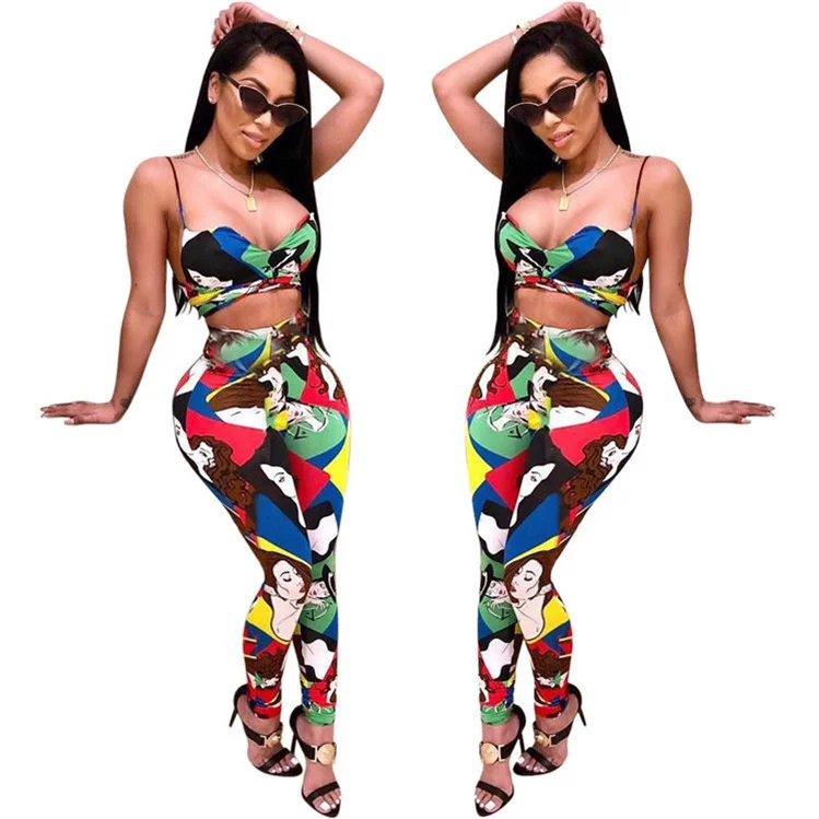 

Printed 2 Piece Set Women Crop Top Sets Womens Clothing Summer 2020 Women Two Pieces