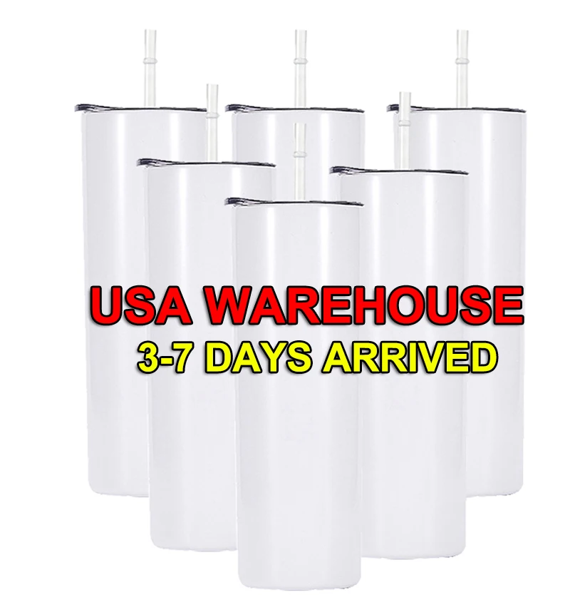 

USA Warehouse Stocked Free Shipping Wholesale 20oz 20 oz Stainless Steel Vacuum Insulated Skinny Straight Sublimation Tumblers, Multi-color