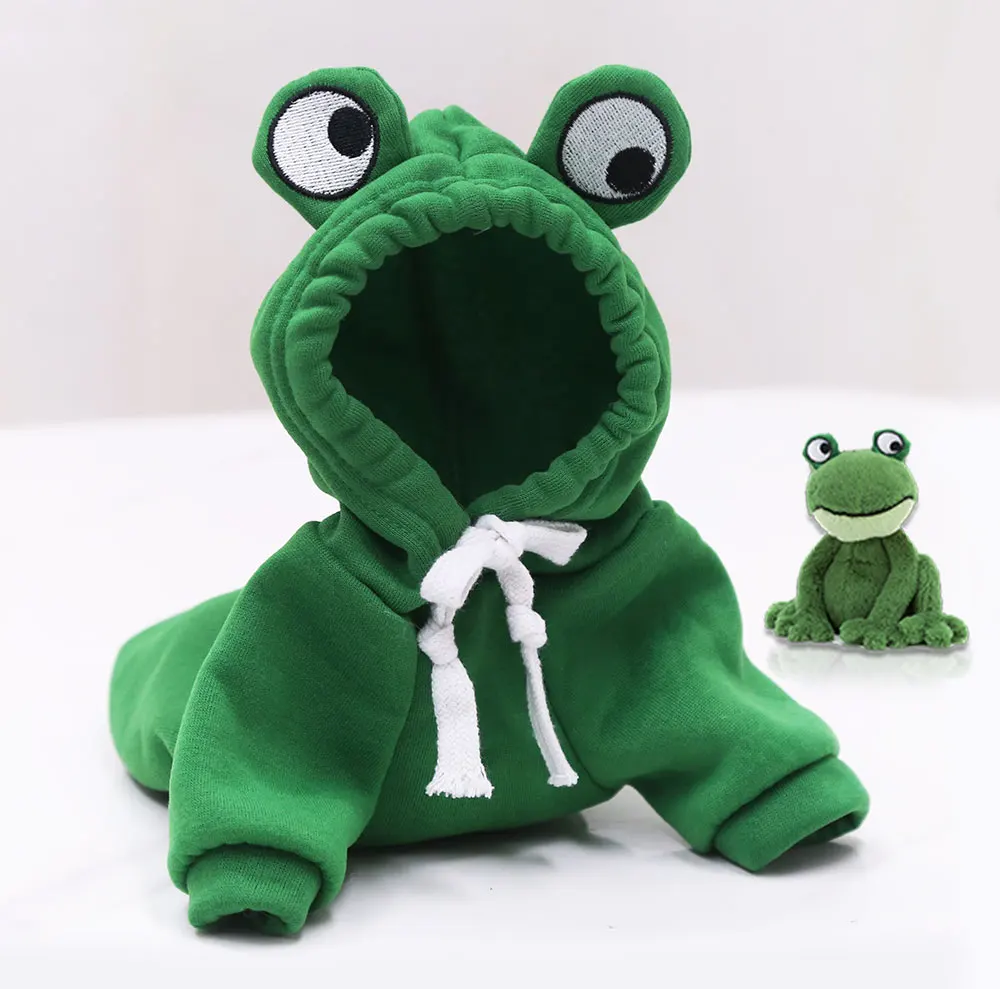 

Dog hoodie drawstring Puppy clothes sweater dog sweaters frog hoodie eyes two-legged cat cute pet clothing