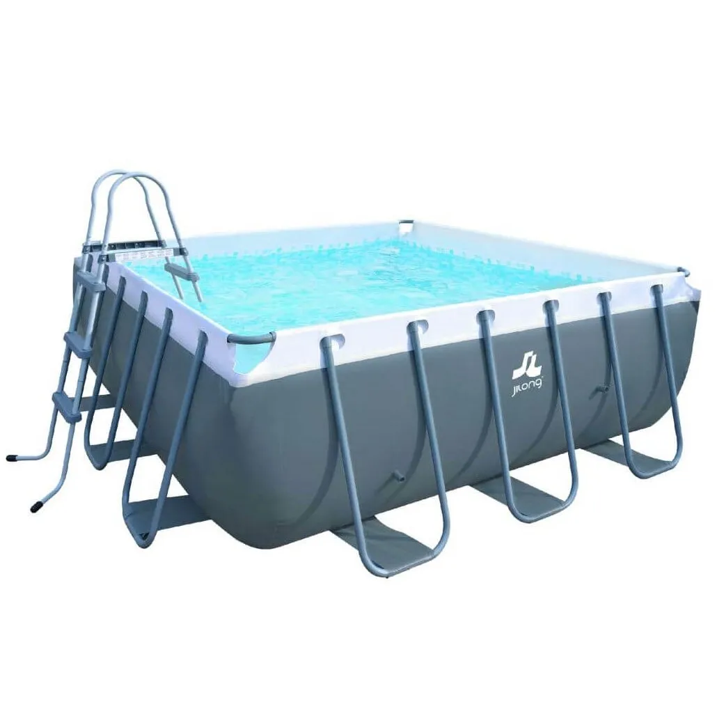 

Jilong Avenli 17752 Passaat Grey Square Steel Frame Pool Set easy set above ground swimming pool 300cm x 300cm x 100cm, As picture