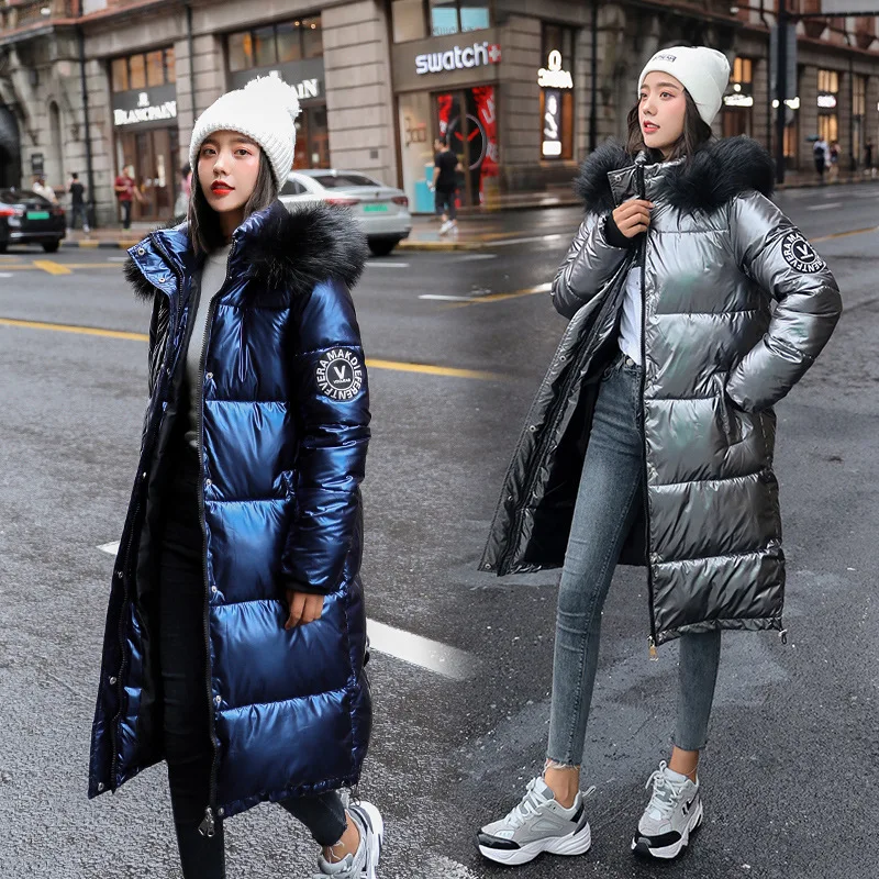 

YQ199 free shipping ladies warm hooded cotton padded clothes women oversize long down winter coat
