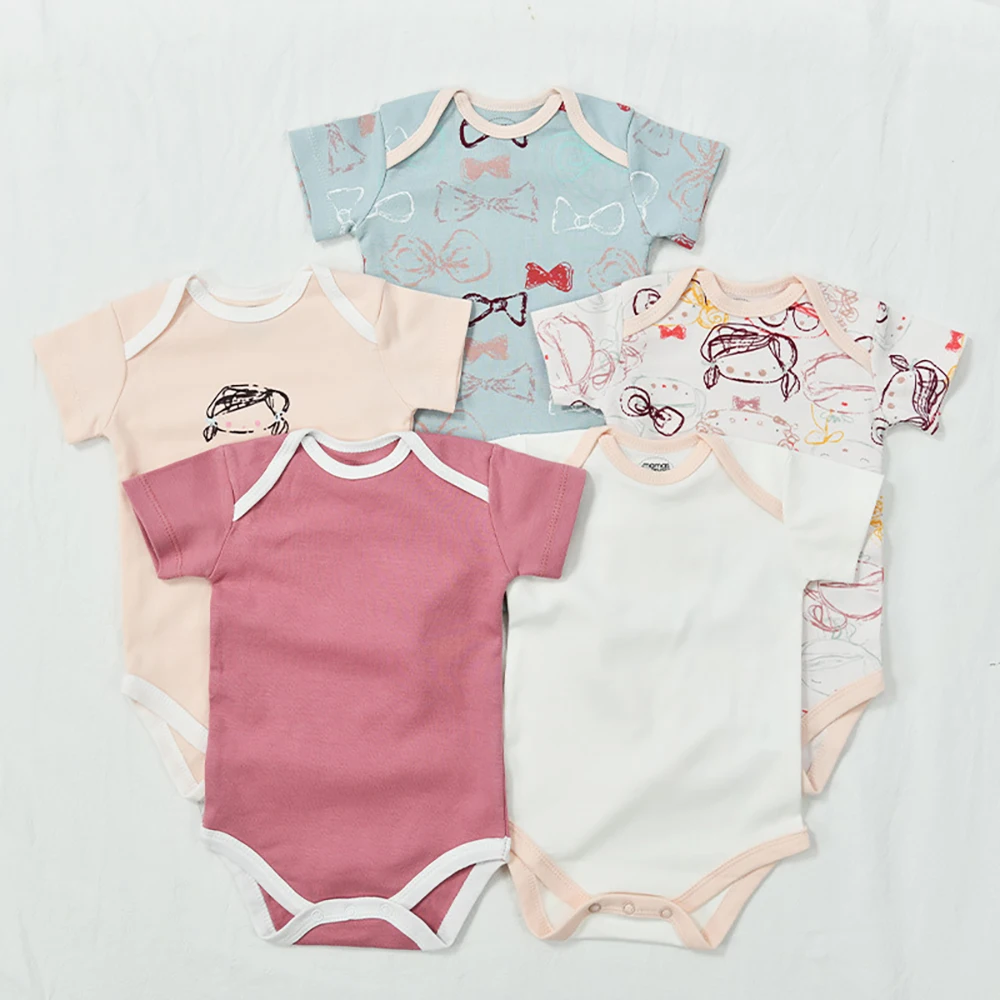 

Baby baby romper set 5 pieces pure cotton one-piece summer short-sleeved newborn clothes newborn baby romper