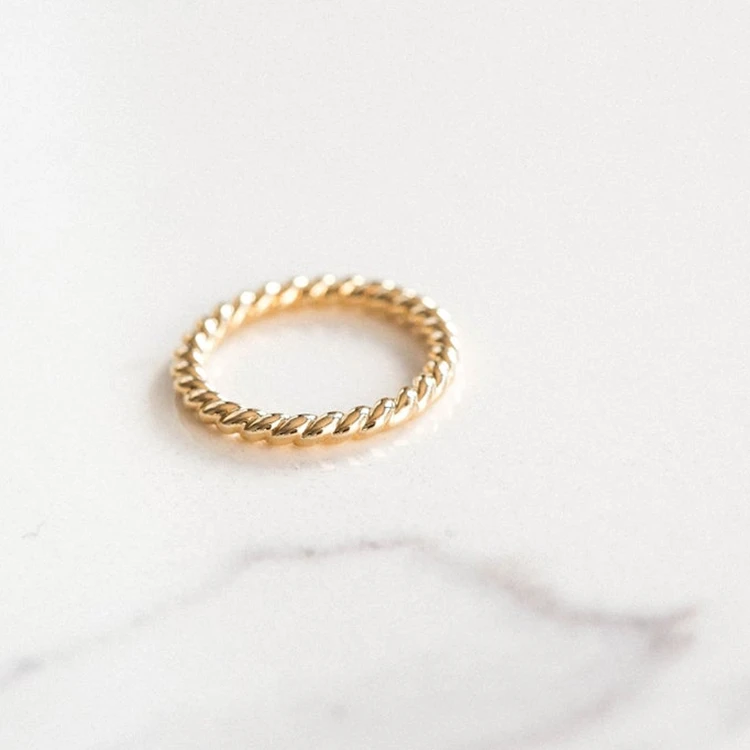 

Minimalist Gold Jewelry Dainty Stainless Steel Gold Plated Stacking Rope Twist Ring for Women, Silver, gold, rose gold, black etc.