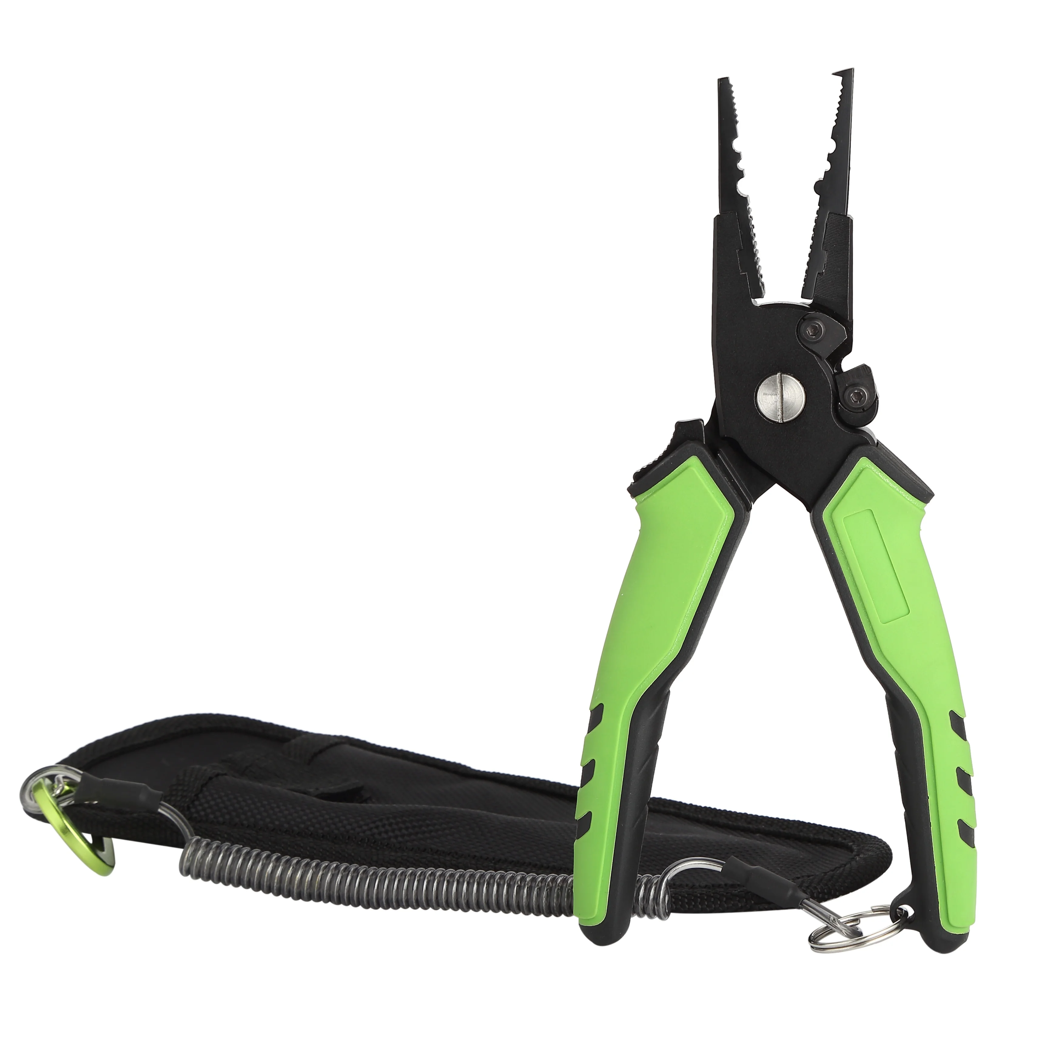 

New Arrival Soft PP+TPR Handle Saltwater Resistant Split Ring Side Pliers Aluminum Hook Remover Fishing Pliers, Blue and green