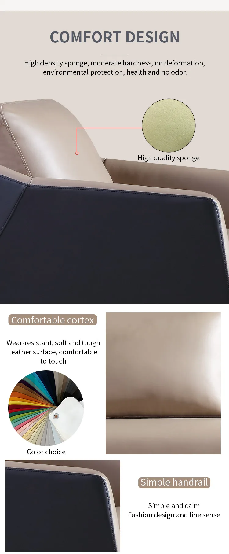 Pengpai Nice Design Office Furniture Set Modern 4 Seater Sofa