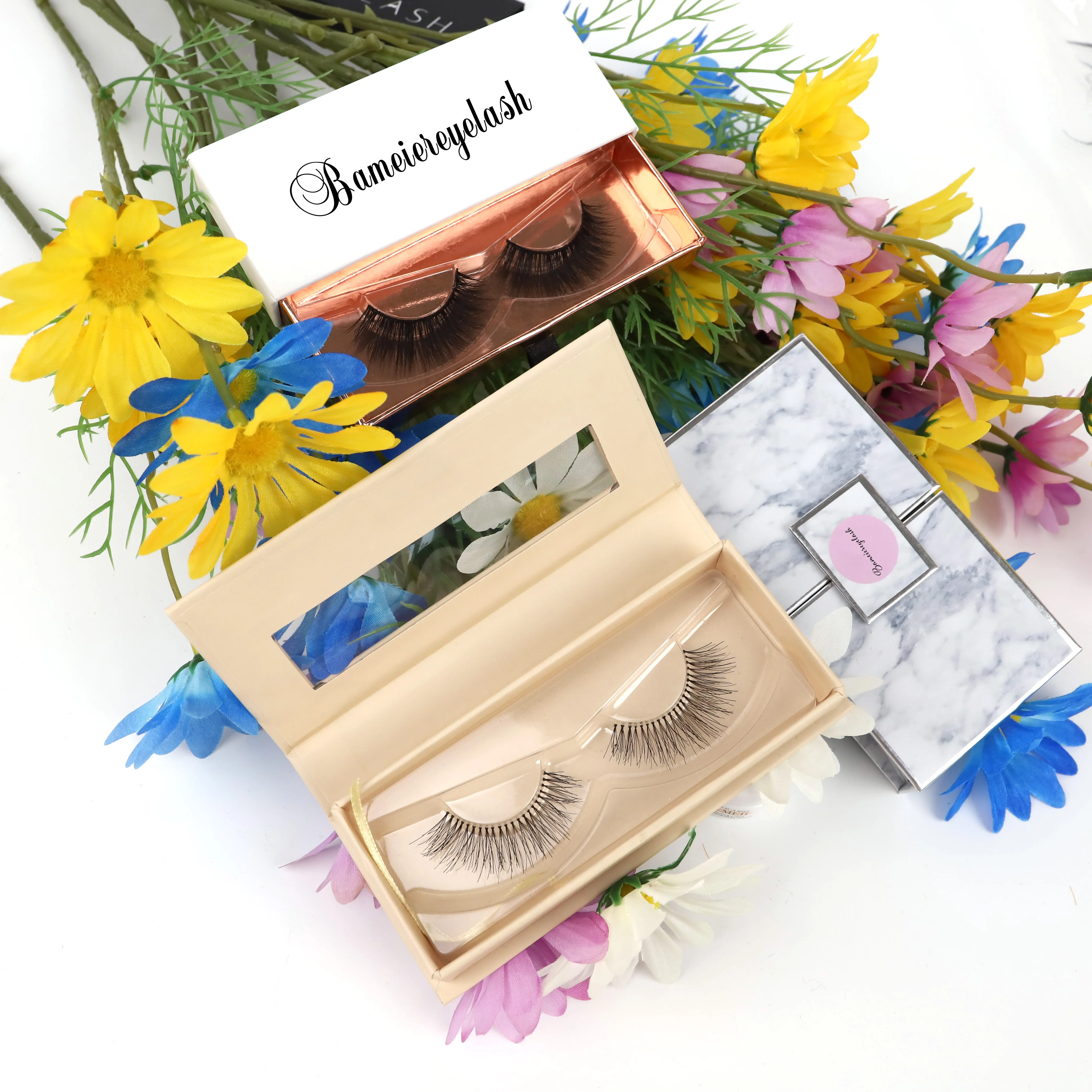 

free sample vegan brown volume silk lash logo box faux mink lashes