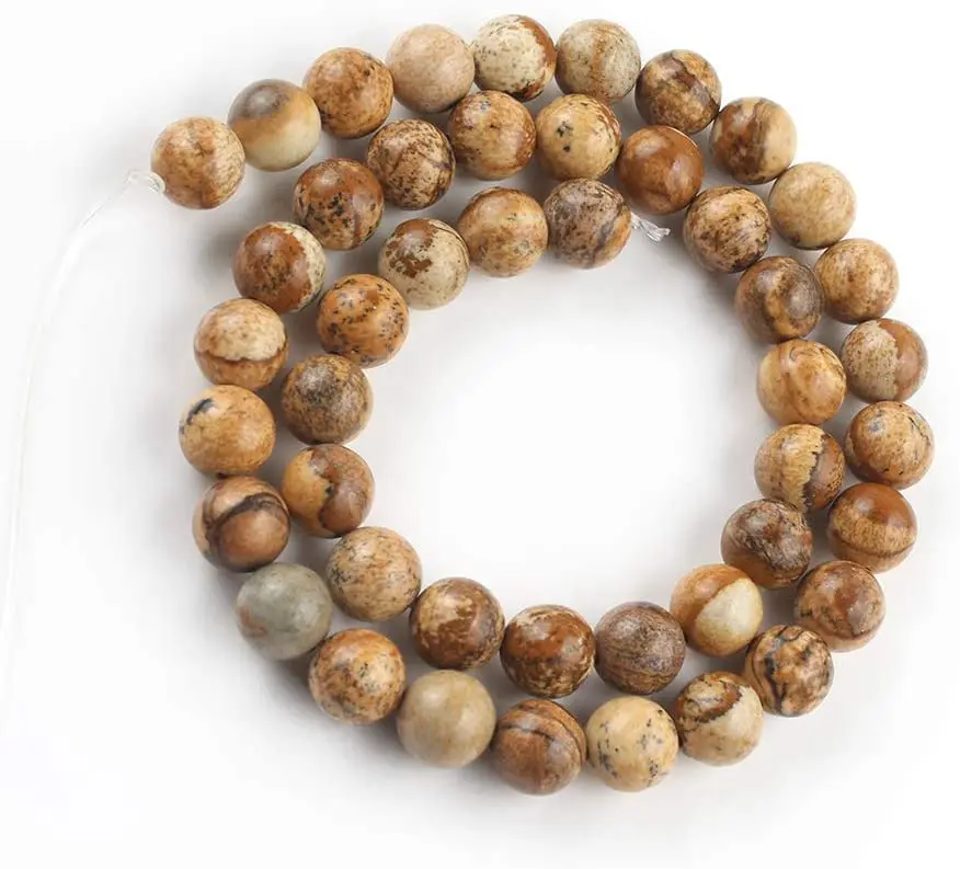 

Picture Jaspers Round Loose Beads Natural Stone Beads for Jewelry Making, Mixed