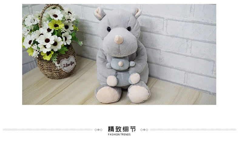 Parent-child series Cartoon Rhinos Stuffed Animal Toy Hippopotamus Elephant Plush Toys