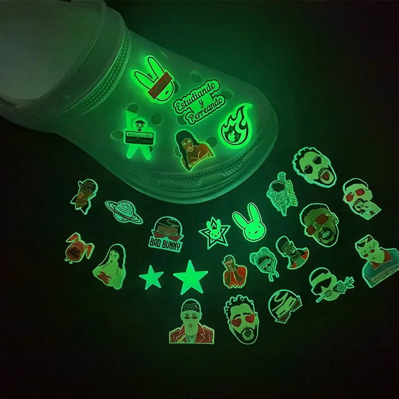 

2021 new deisng Low price designer bad bunny glowing charm charms for shoe decoration, Customized