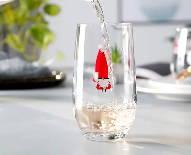 

crystal glassware egg shape drinking tumbler water glass cup with Christmas Partten