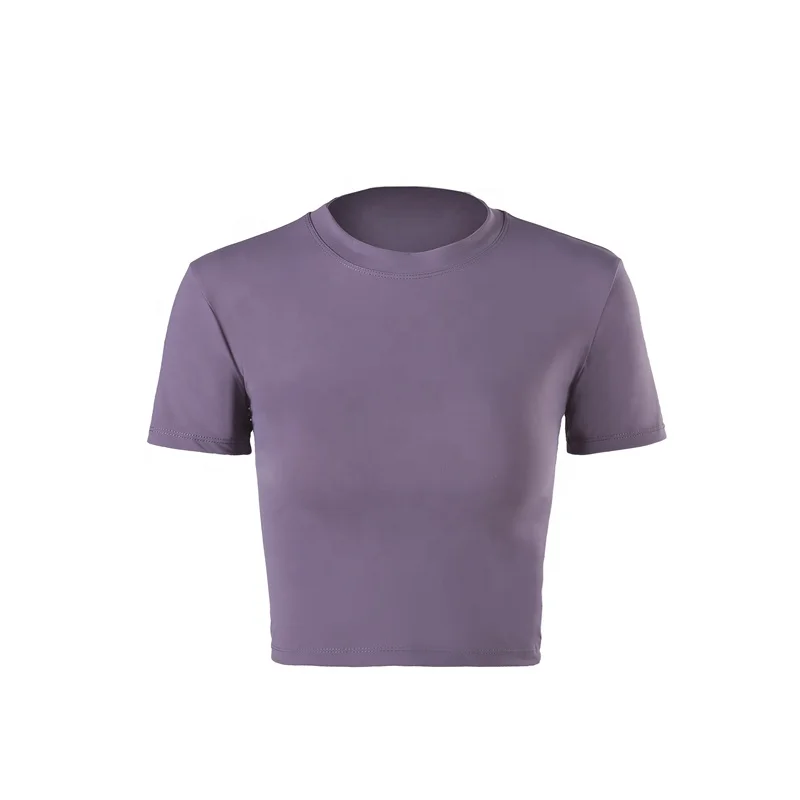 

Ladies Gym Short Sleeve Shirt Quick Dry Women Workout T-shirt, Purple,green