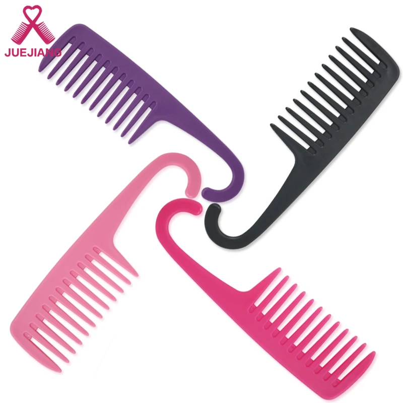 
Wholesale Custom Logo Detangle Shower Plastic Wide Tooth Hair Comb With Hook 