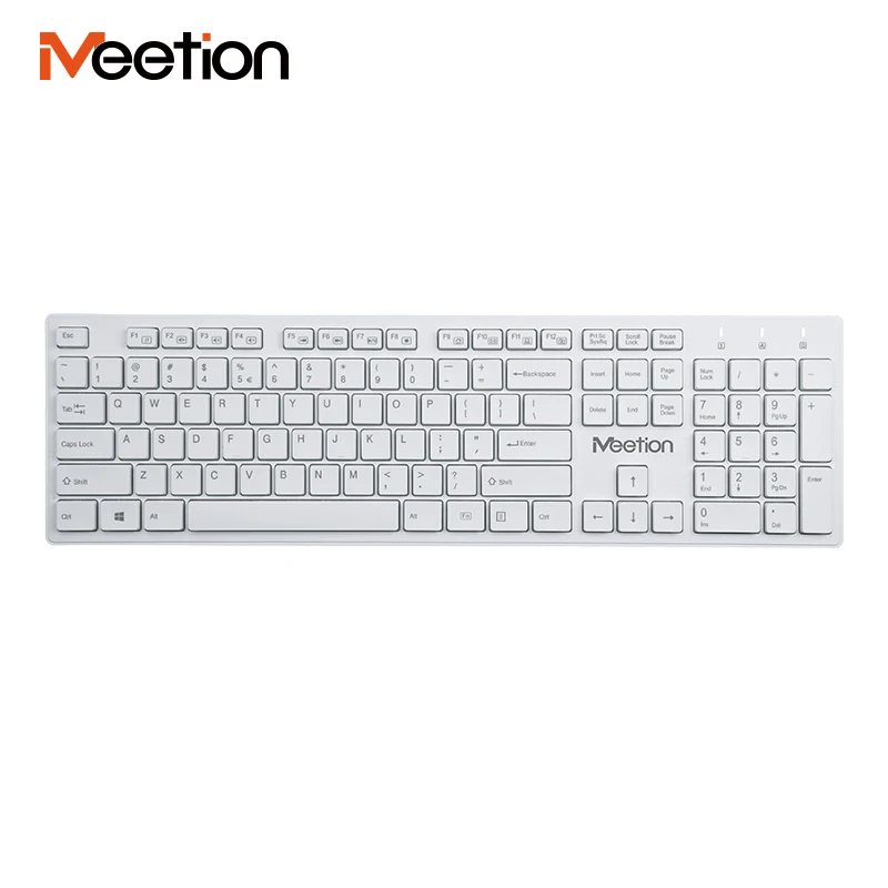 

MeeTion WK841 Cheap 2.4Ghz Wifi Laptop Cordless Waterproof Slim Computer Wireless Keyboard, Black, white