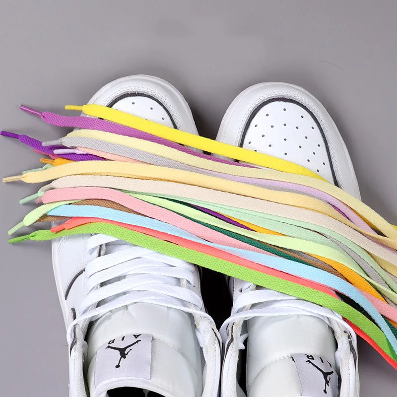 

Wholesaler In Stock Multi Color Custom Sneaker Flat Shoelaces Flat Jordan Shoes Laces Flat Polyester AF1/AJ1 Sports shoelace, 36 colors available in stock