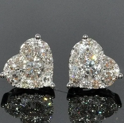 

Fashion White Gold Filled Ear Stud Earrings Exquisite Simple Heart Temperament Shine Cubic Zirconia Earrings Wedding Jewelry