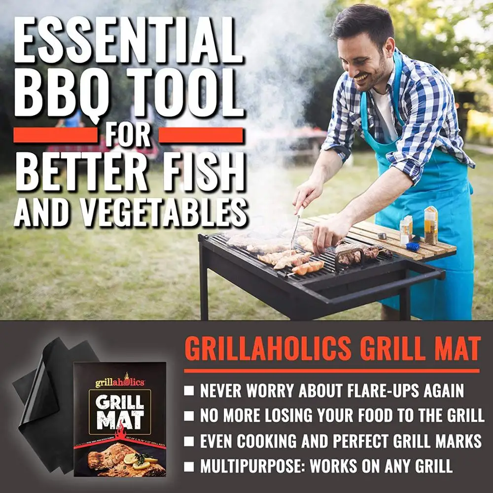 
Free Sample 0.4Mm Thick Heavy Duty Barbecue Tool Set Non Stick Bbq Grill Mat 
