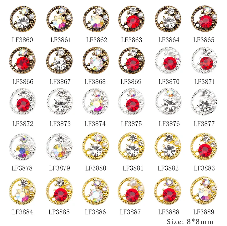 

High quality rhinestone for nails 3d gold cute metal nail charms nail accessories