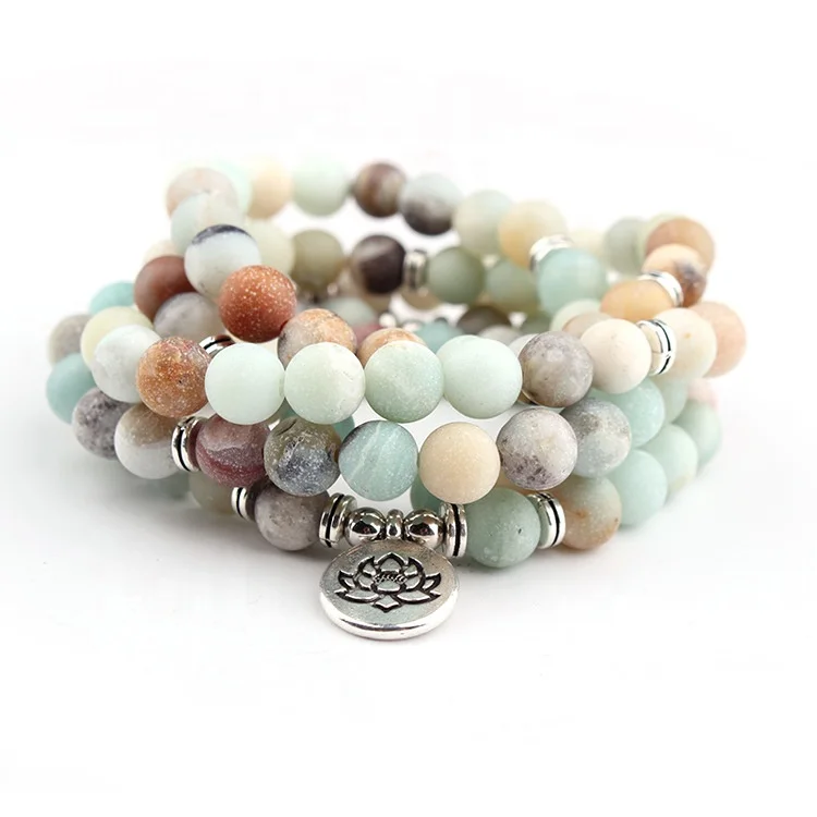 

Best Selling Latest Beads Explosion Fashion Lotus Charm Unisex Turquoise Yoga Mala 108 Beaded Bracelet